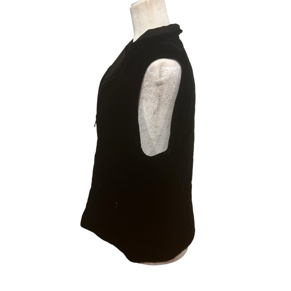 RALPH LAUREN Reversible black Velvet/Quilted Sateen Vest womens size large zip - Picture 14 of 16